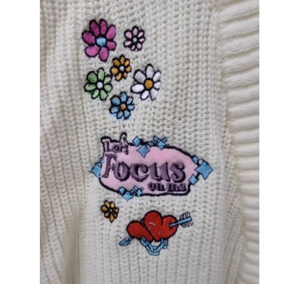 Jim Benton Broken Promises It's Happy Bunny “Let’s Focus On Me” Crop Cardigan L - Picture 2 of 13